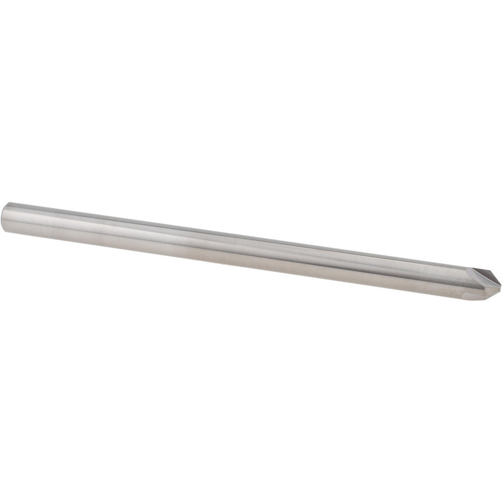 Harvey Tool Chamfer Mill: 1/4" Dia, 1/4" Shank Dia, 90 deg, 3 Flute, Solid Carbide, Single End - 48545