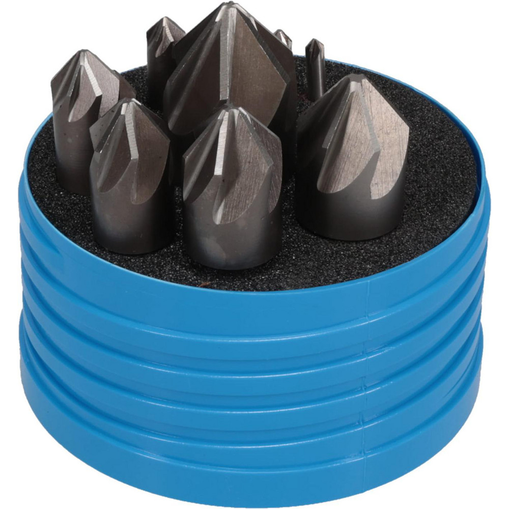 Value Collection Countersink Set: 10 Pc, 3/16 to 1-1/4" Head Dia, 6 Flute, 82 deg Included Angle - SC218210S