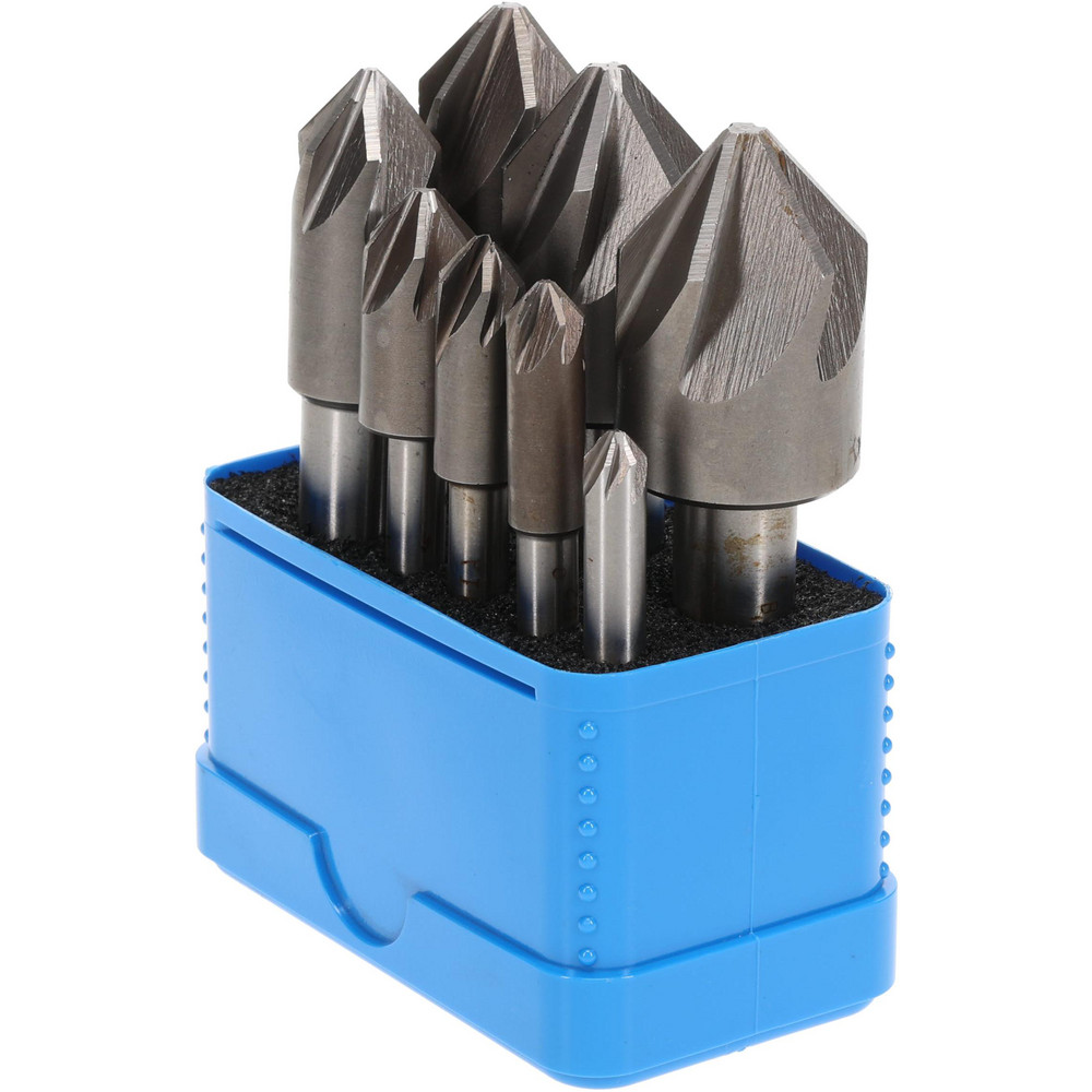 Value Collection Countersink Set: 8 Pc, 1/4 to 1" Head Dia, 6 Flute, 82 deg Included Angle - SC21828S