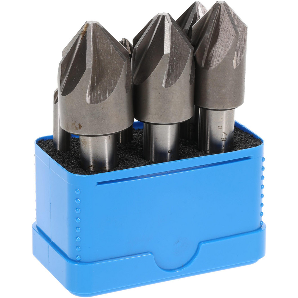Value Collection Countersink Set: 8 Pc, 1/4 to 1" Head Dia, 6 Flute, 82 deg Included Angle - SC21828S