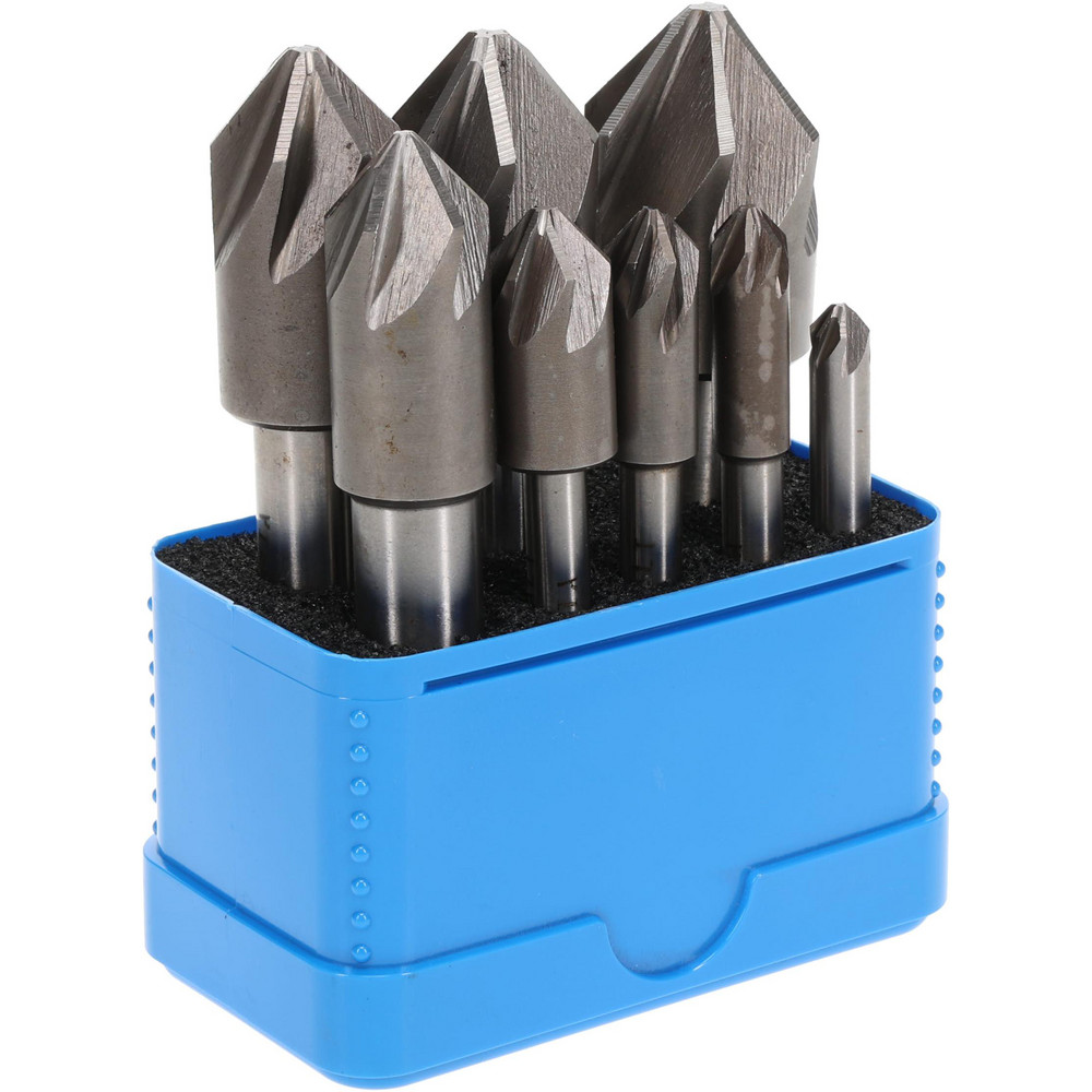 Value Collection Countersink Set: 8 Pc, 1/4 to 1" Head Dia, 6 Flute, 82 deg Included Angle - SC21828S