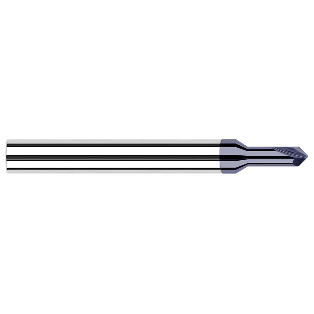 Harvey Tool Chamfer Mill: 3/64" Dia, 1/8" Shank Dia, 90 deg, 2 Flute, Solid Carbide, Single End - 788745-C3