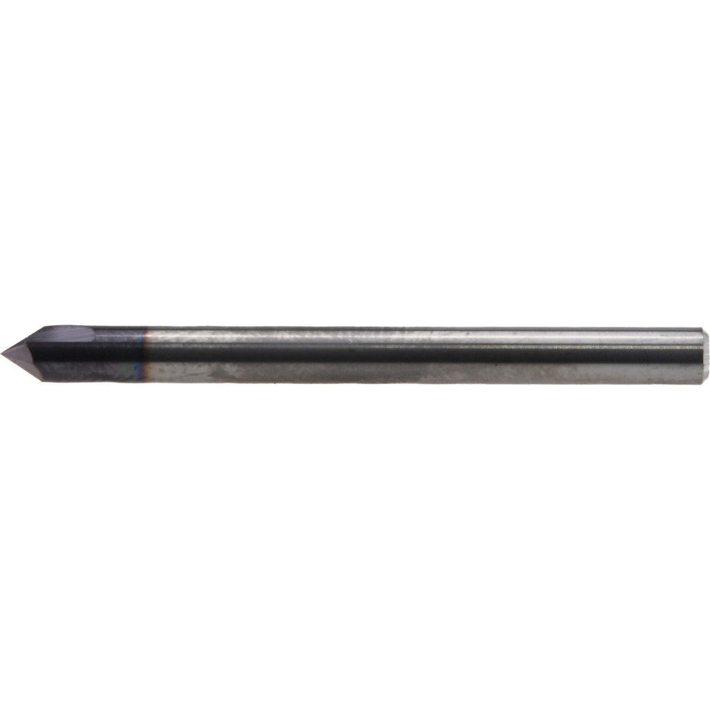 Made in USA Chamfer Mill: 1/8" Dia, 1/8" Shank Dia, 90 deg, 2 Flute, Solid Carbide, Single End - 36161
