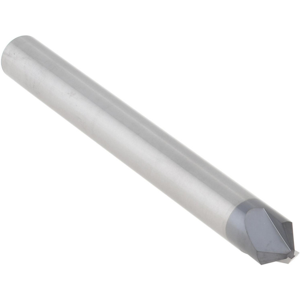 Accupro Chamfer Mill: 1/4" Dia, 1/4" Shank Dia, 100 deg, 3 Flute, Solid Carbide, Single End - EM99943866