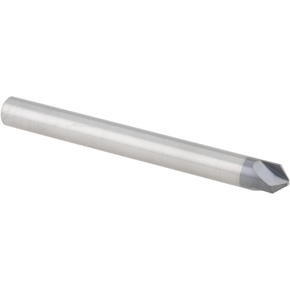 Accupro Chamfer Mill: 1/4" Dia, 1/4" Shank Dia, 100 deg, 3 Flute, Solid Carbide, Single End - EM99943866