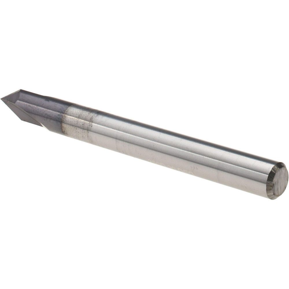 Harvey Tool Chamfer Mill: 1/4" Dia, 1/4" Shank Dia, 60 deg, 2 Flute, Solid Carbide, Single End - 47630-C3