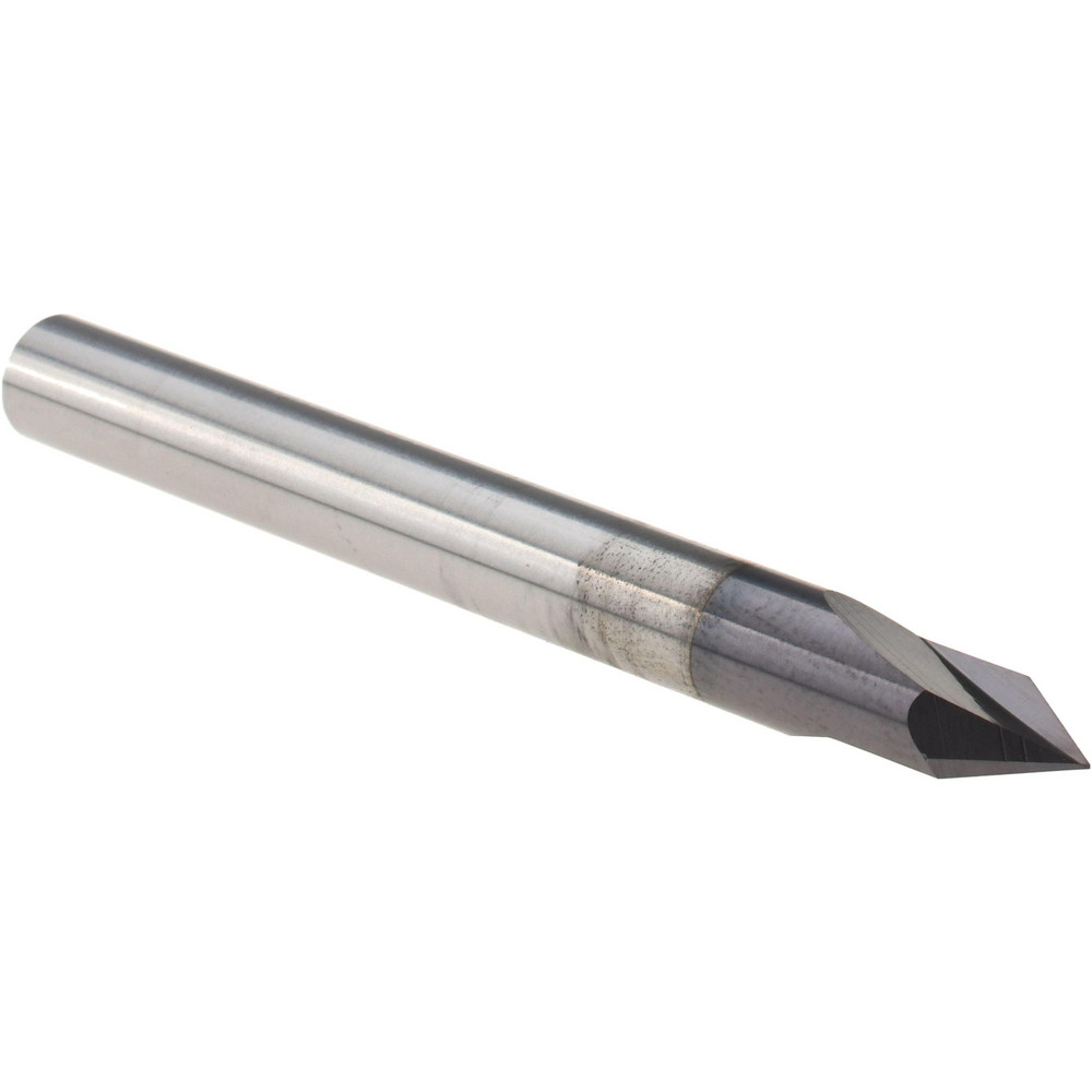 Harvey Tool Chamfer Mill: 1/4" Dia, 1/4" Shank Dia, 60 deg, 2 Flute, Solid Carbide, Single End - 47630-C3