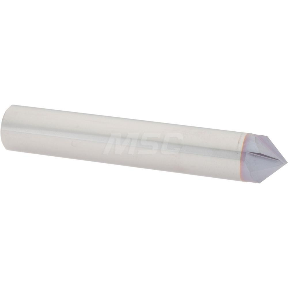 Accupro Chamfer Mill: 1/4" Dia, 1/4" Shank Dia, 90 deg, 4 Flute, Solid Carbide, Single End - 2500010
