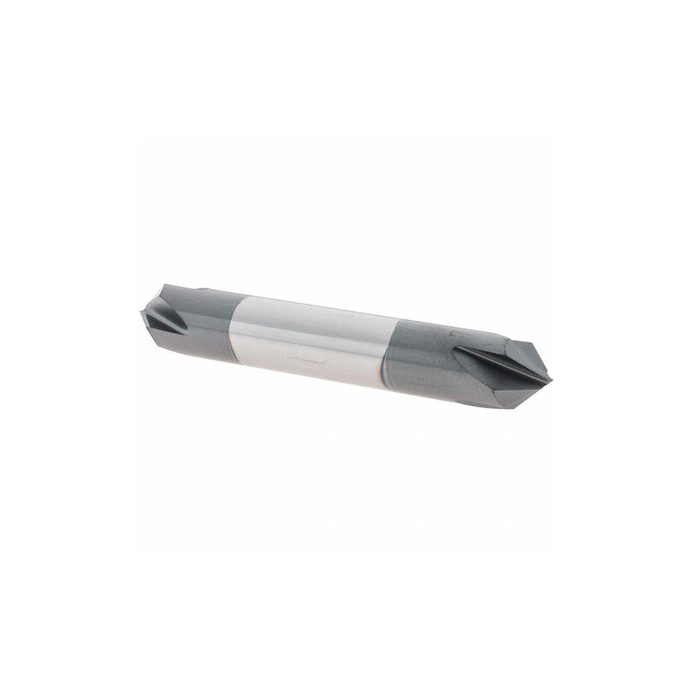 Made in USA Chamfer Mill: 3/8" Dia, 3/8" Shank Dia, 90 deg, 4 Flute, Solid Carbide, Double End - 64-1420-C
