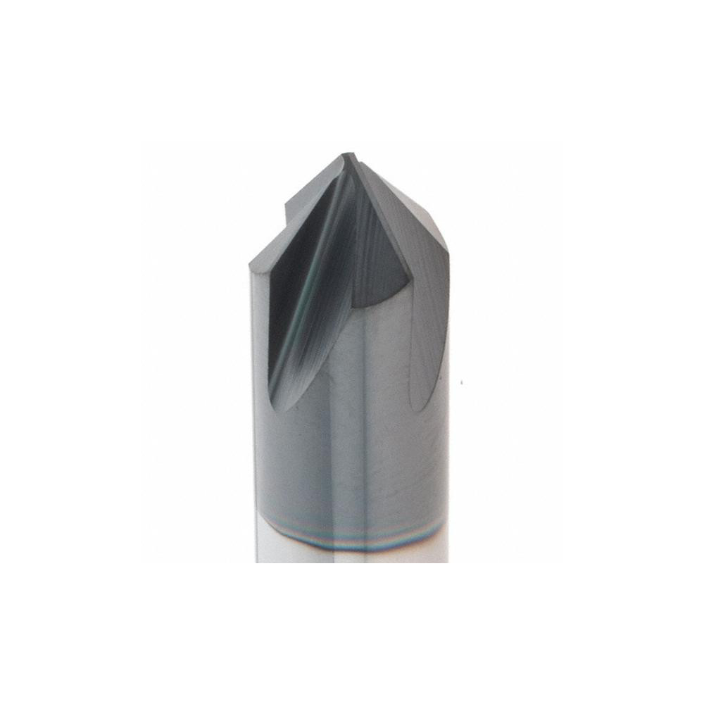Made in USA Chamfer Mill: 3/8" Dia, 3/8" Shank Dia, 90 deg, 4 Flute, Solid Carbide, Double End - 64-1420-C