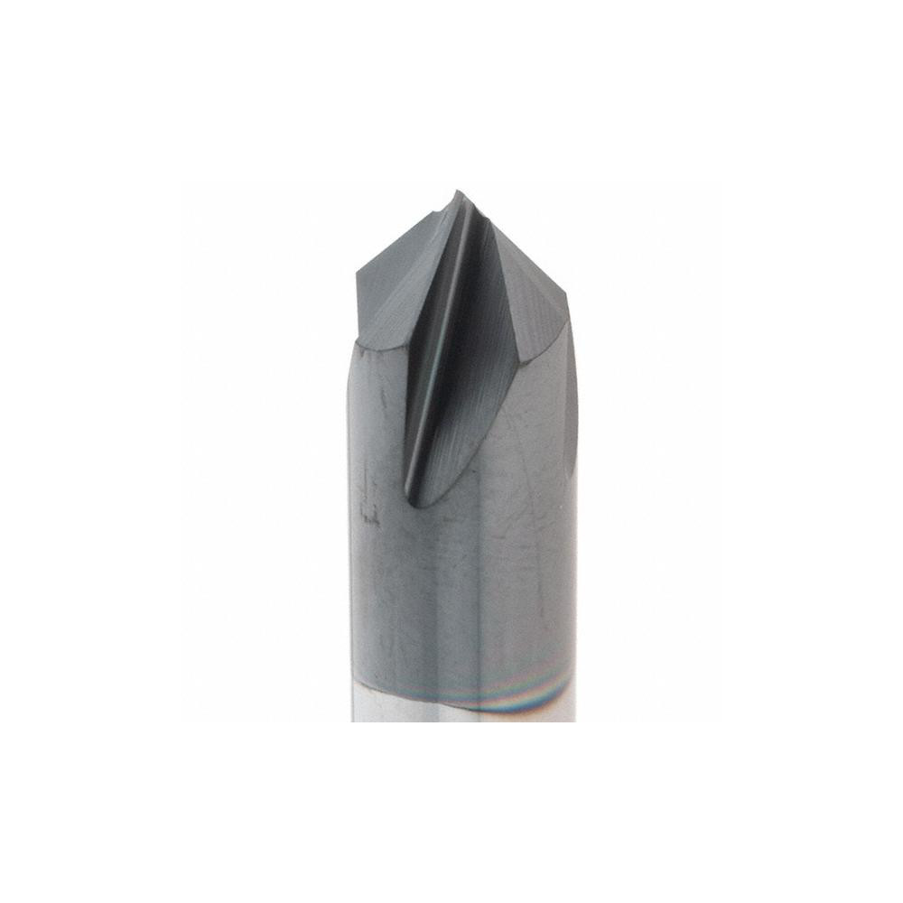 Made in USA Chamfer Mill: 3/8" Dia, 3/8" Shank Dia, 90 deg, 4 Flute, Solid Carbide, Double End - 64-1420-C