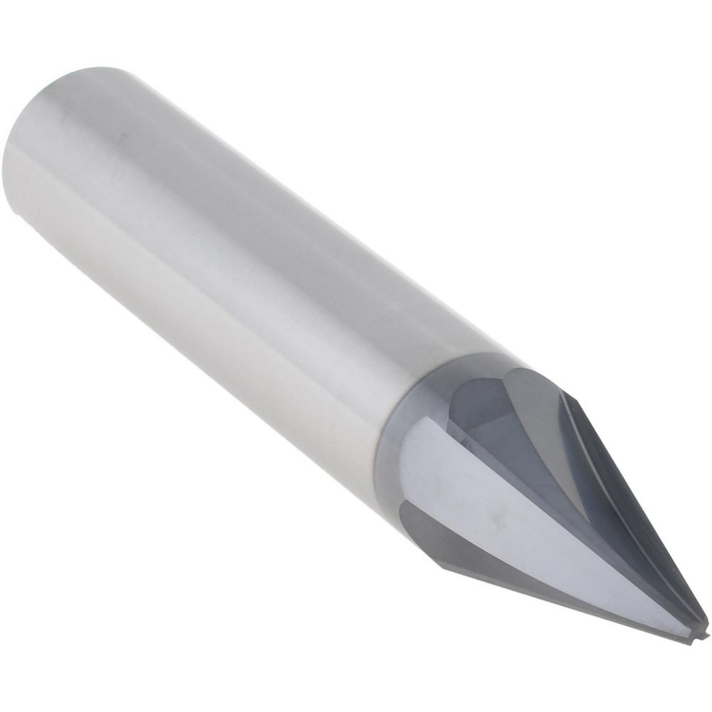 Accupro Chamfer Mill: 1/2" Dia, 1/2" Shank Dia, 30 deg, 4 Flute, Solid Carbide, Single End - EM99943864