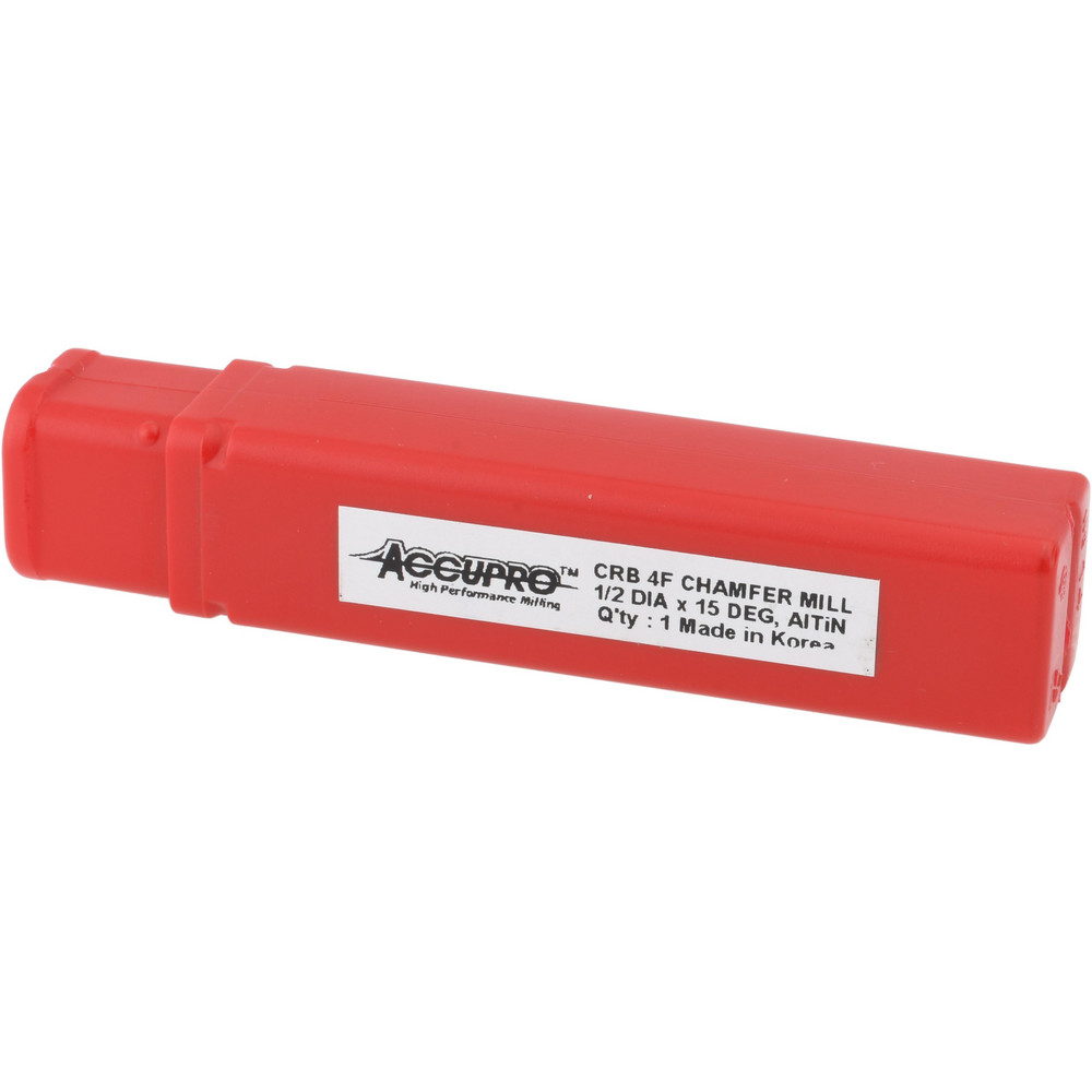 Accupro Chamfer Mill: 1/2" Dia, 1/2" Shank Dia, 30 deg, 4 Flute, Solid Carbide, Single End - EM99943864