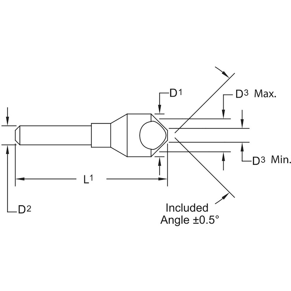 M.A. Ford® Countersink Set: 4 Pc, 1/4 to 13/16" Head Dia, 0 Flute, 82 deg Included Angle - 67000002