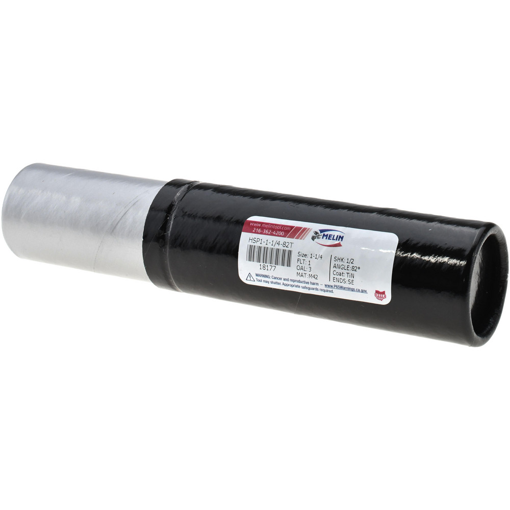 Melin Tool Countersink: 1-1/4" Head Dia, 82.00 deg Included Angle, 1 Flute, Cobalt Steel, Right Hand Cut - 18177