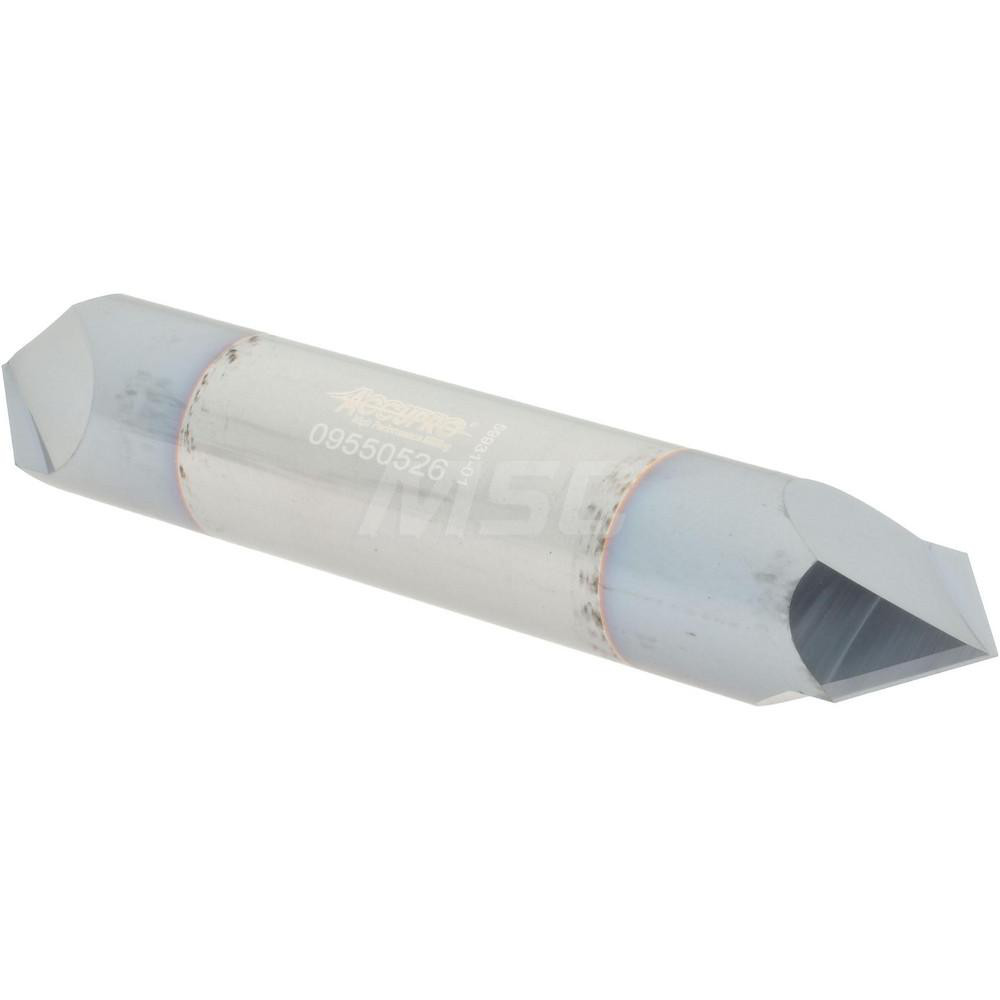 Accupro Chamfer Mill: 1/2" Dia, 1/2" Shank Dia, 90 deg, 2 Flute, Solid Carbide, Double End - 2500169