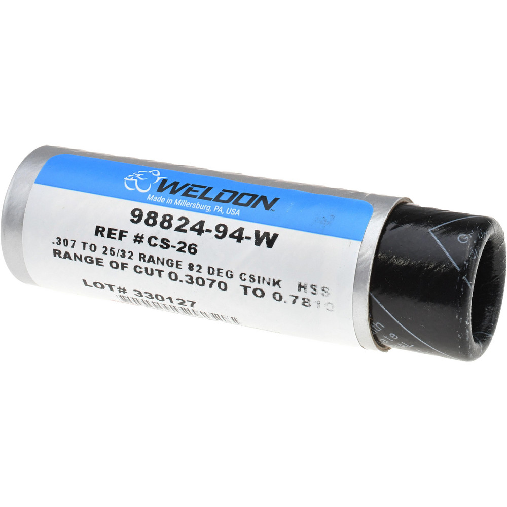 Weldon Countersink: 13/16" Head Dia, 82.00 deg Included Angle, 0 Flute, High-Speed Steel, Right Hand Cut - 98824-94-W