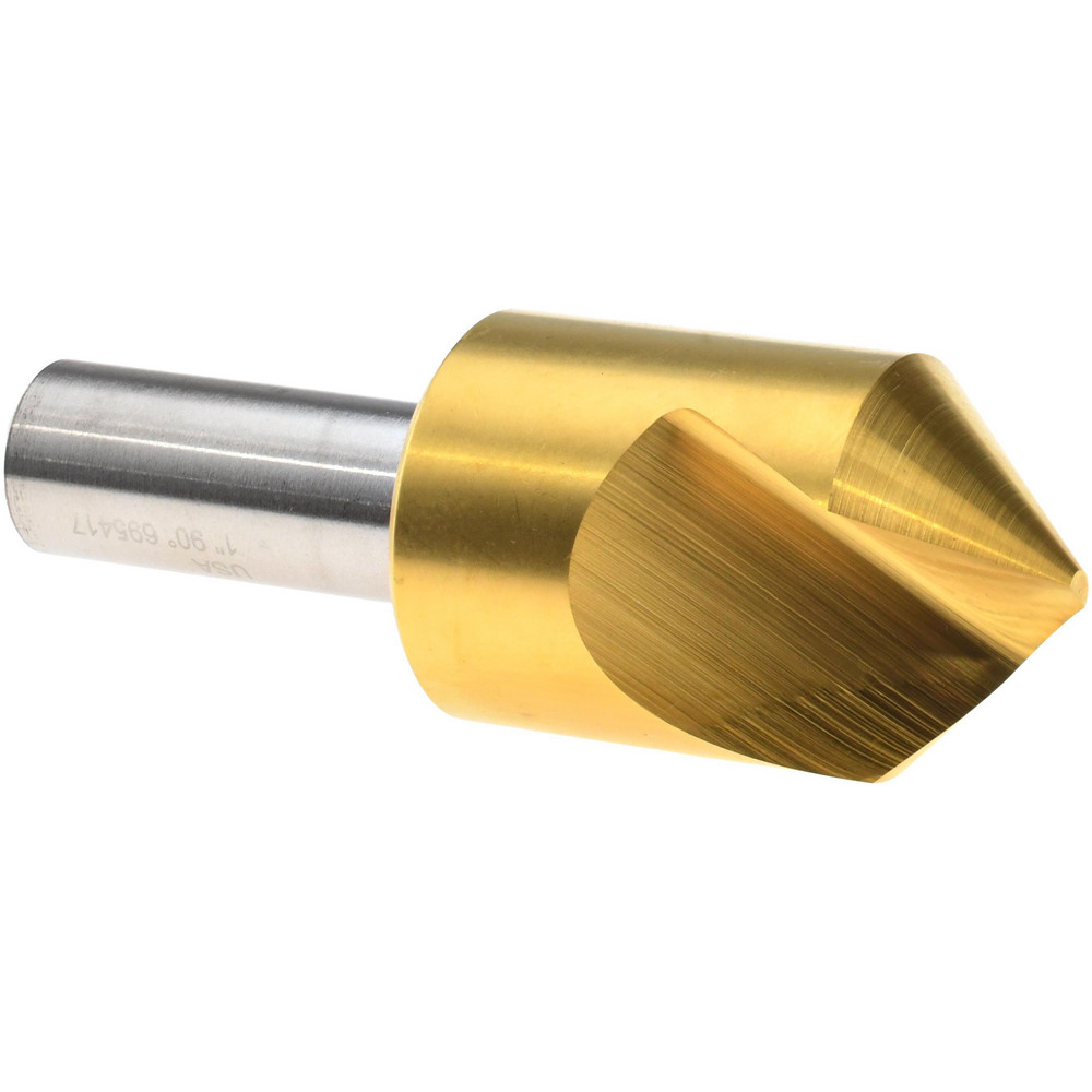 Melin Tool Countersink: 1" Head Dia, 90.00 deg Included Angle, 6 Flute, Cobalt Steel, Right Hand Cut - 18238