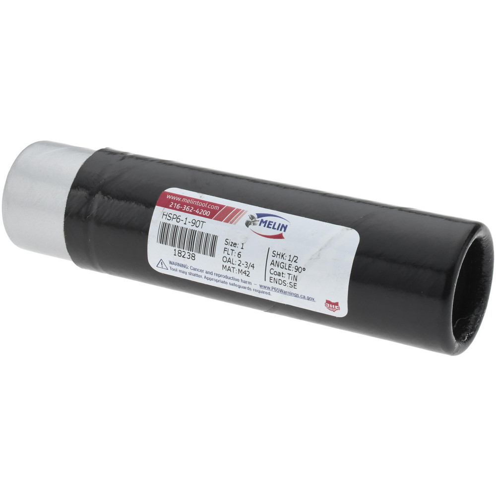 Melin Tool Countersink: 1" Head Dia, 90.00 deg Included Angle, 6 Flute, Cobalt Steel, Right Hand Cut - 18238