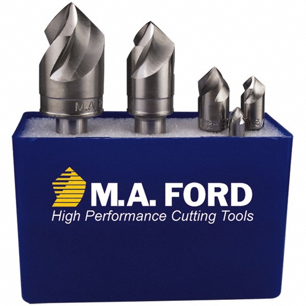 Magafor Countersink Set: 5 Pc, 10.40 to 31.00 mm Head Dia, 3 Flute, 100 deg Included Angle - 84435000000
