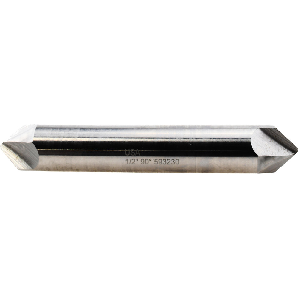 Melin Tool Chamfer Mill: 1/2" Dia, 1/2" Shank Dia, 90 deg, 2 Flute, Cobalt, Double End - 19245