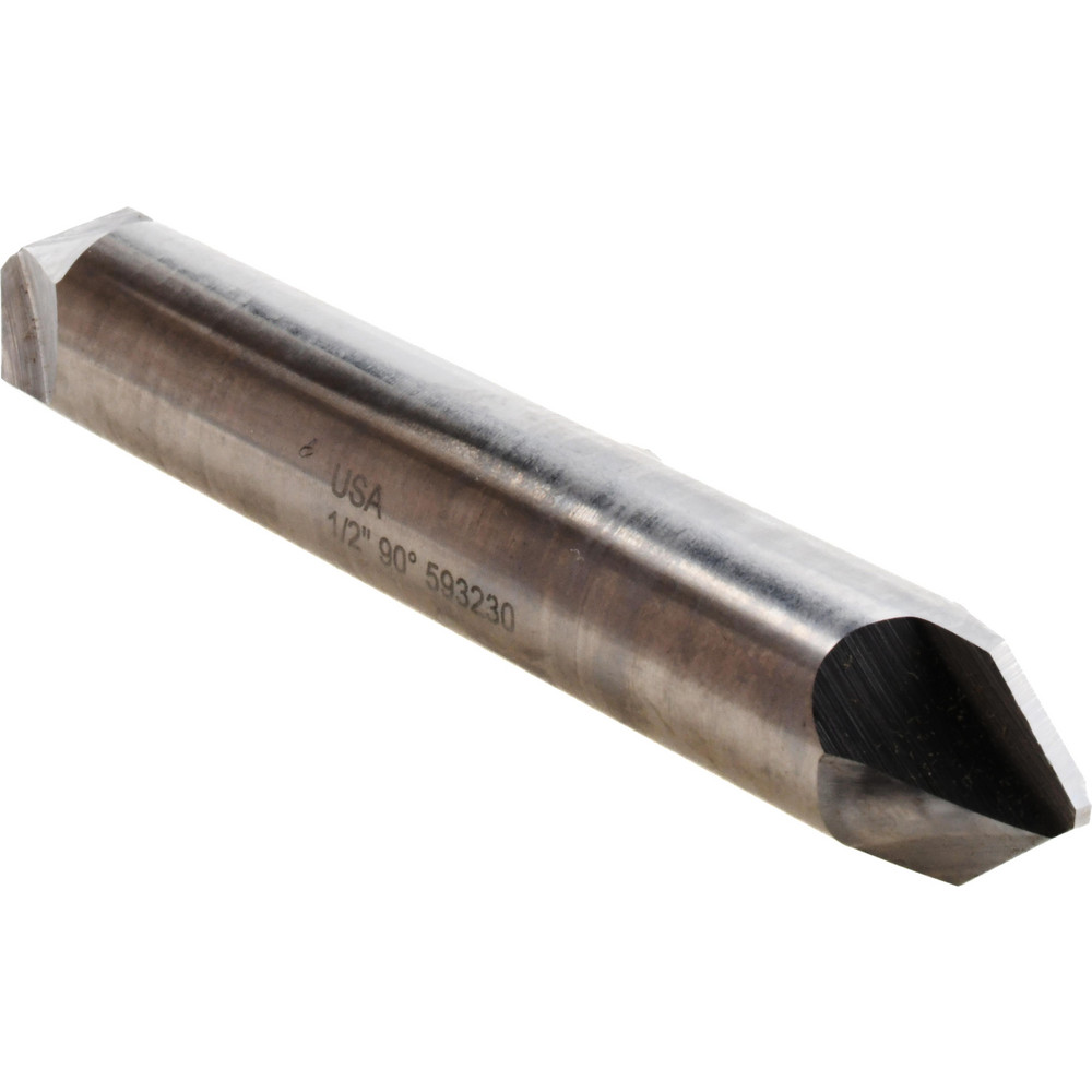 Melin Tool Chamfer Mill: 1/2" Dia, 1/2" Shank Dia, 90 deg, 2 Flute, Cobalt, Double End - 19245