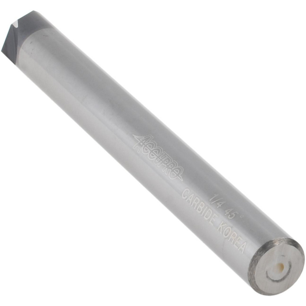 Accupro Chamfer Mill: 1/4" Dia, 1/4" Shank Dia, 90 deg, 2 Flute, Solid Carbide, Single End - EM99943855