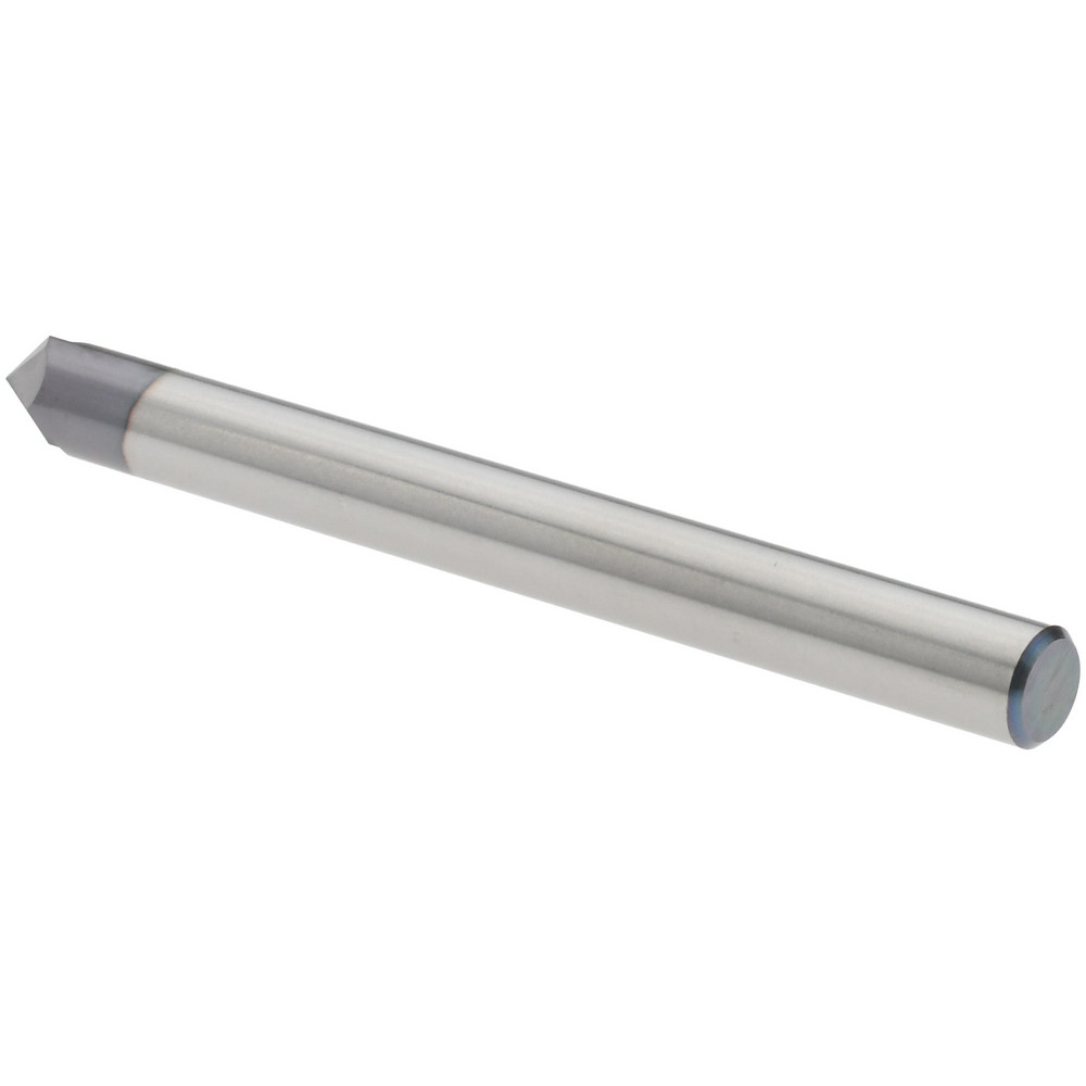 Harvey Tool Chamfer Mill: 3/16" Dia, 3/16" Shank Dia, 90 deg, 2 Flute, Solid Carbide, Single End - 72445-C3