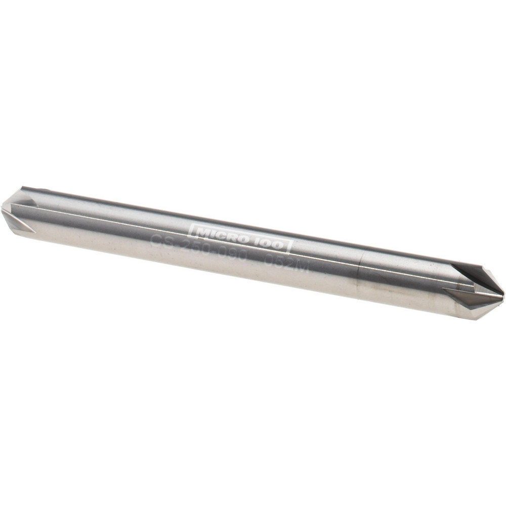 Accupro Chamfer Mill: 1/4" Dia, 1/4" Shank Dia, 90 deg, 4 Flute, Solid Carbide, Double End - 2500000