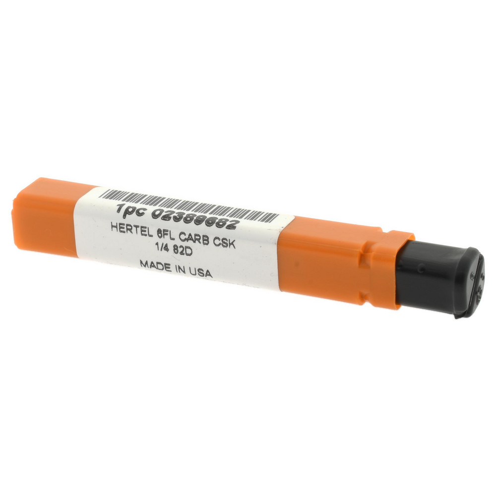 Hertel Countersink: 1/4" Head Dia, 82.00 deg Included Angle, 6 Flute, Solid Carbide, Right Hand Cut - 336-003060