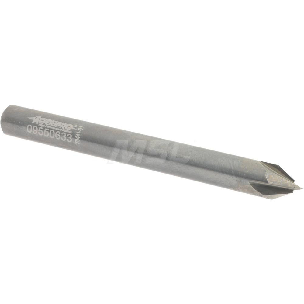 Harvey Tool Chamfer Mill: 1/4" Dia, 1/4" Shank Dia, 60 deg, 4 Flute, Solid Carbide, Single End - 876430