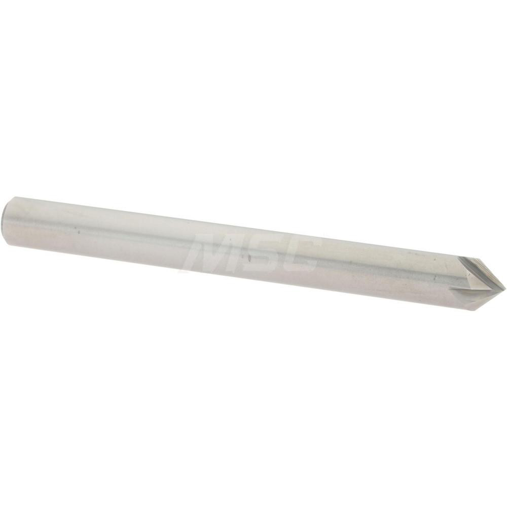 Made in USA Chamfer Mill: 1/4" Dia, 1/4" Shank Dia, 90 deg, 4 Flute, Solid Carbide, Single End - 36146