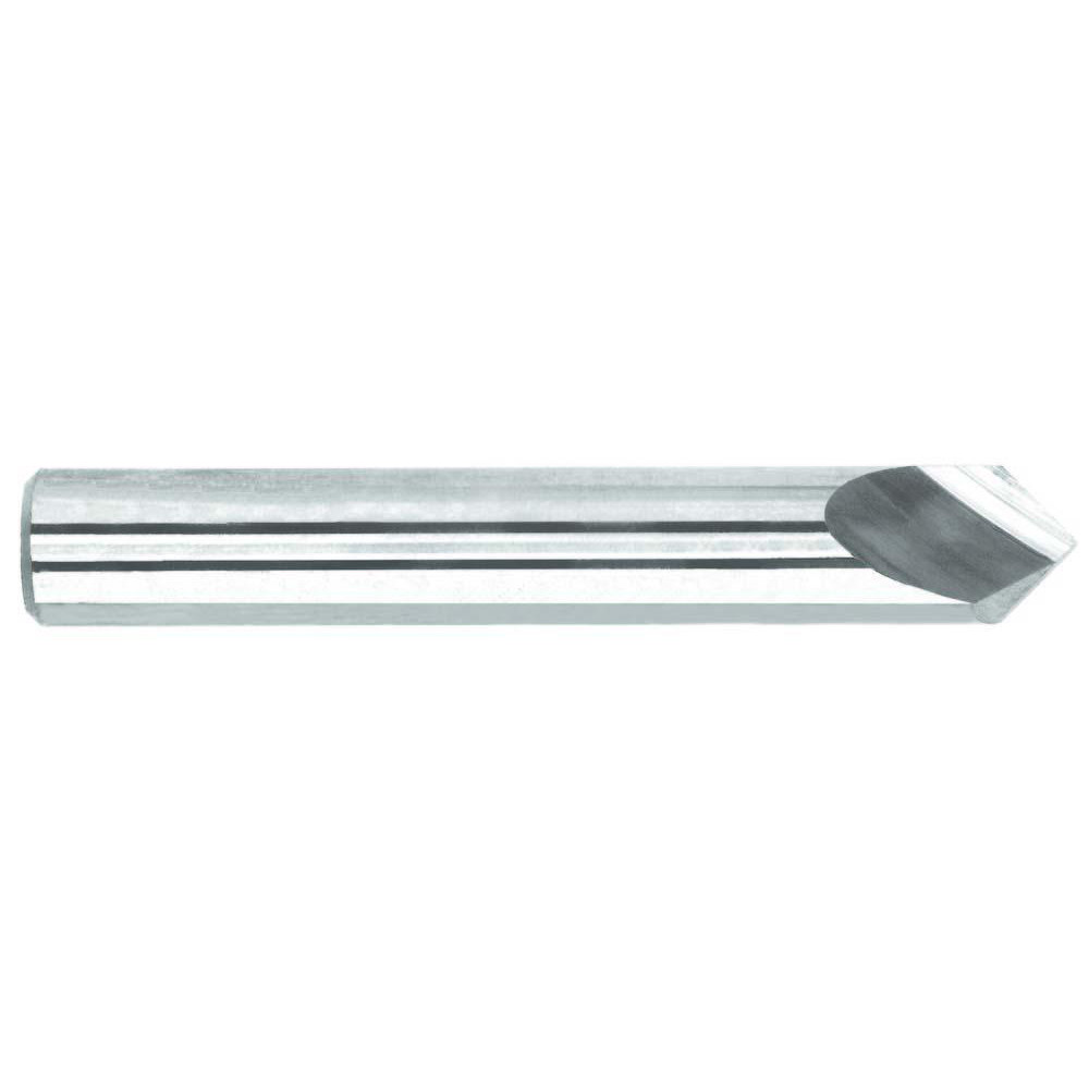 Made in USA Chamfer Mill: 1/4" Dia, 1/4" Shank Dia, 90 deg, 4 Flute, Solid Carbide, Single End - 36146