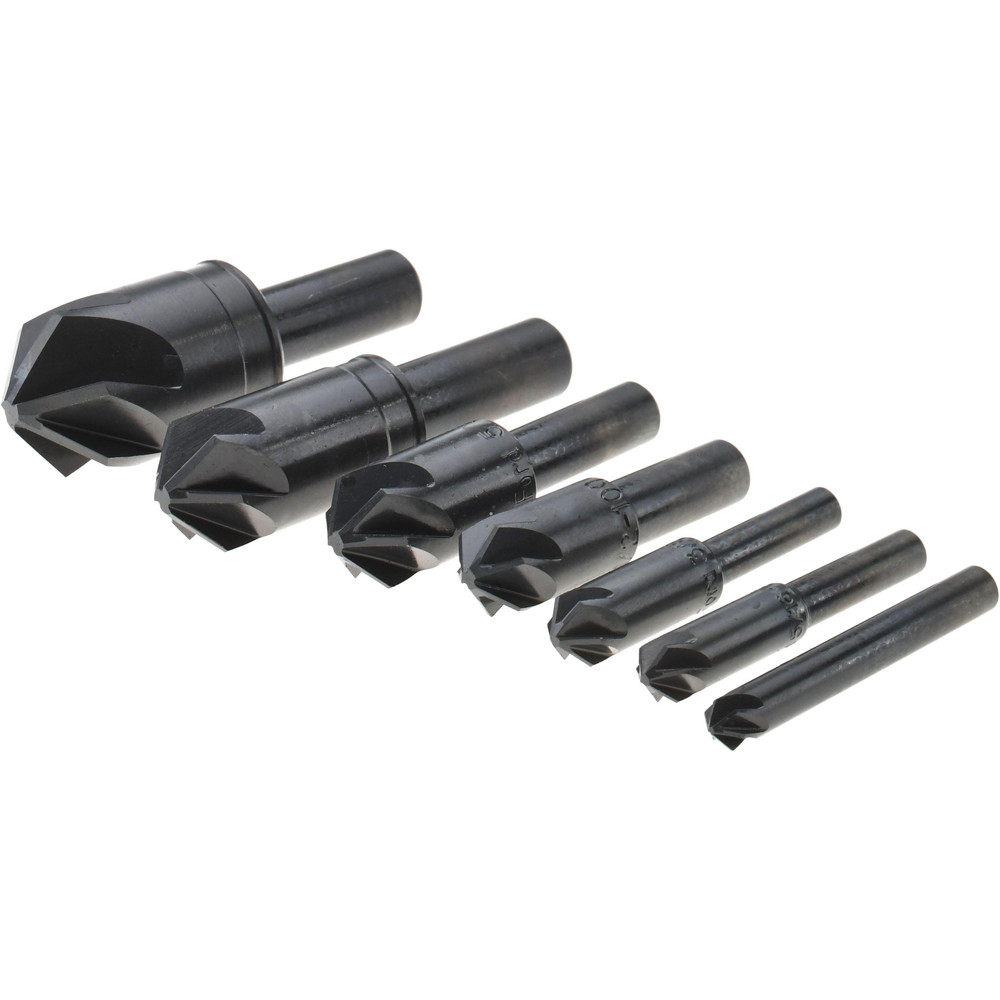 M.A. Ford® Countersink Set: 7 Pc, 1/4 to 1" Head Dia, 6 Flute - 79000004