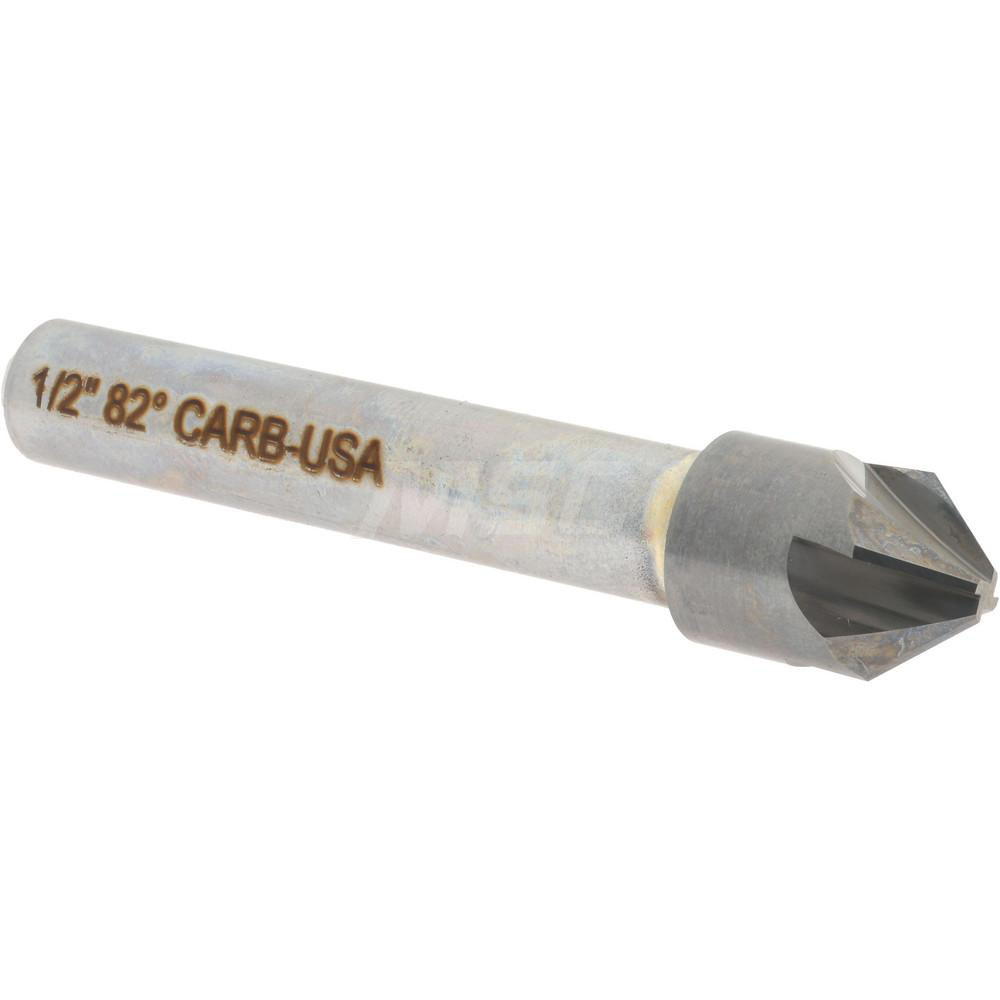 Hertel Countersink: 1/2" Head Dia, 82.00 deg Included Angle, 4 Flute, Solid Carbide, Right Hand Cut - 334-006060