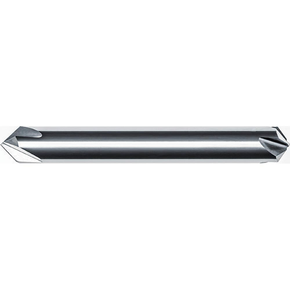 Internal Tool Chamfer Mill: 3/8" Dia, 3/8" Shank Dia, 90 deg, 4 Flute, Solid Carbide, Double End - 64-9230