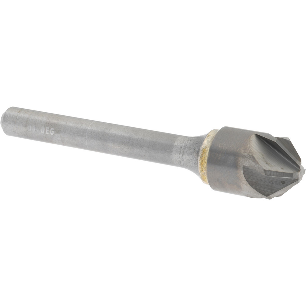 SGS Countersink: 1/2" Head Dia, 90.00 deg Included Angle, 6 Flute, Solid Carbide, Right Hand Cut - 74261
