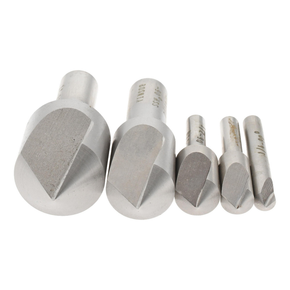 Value Collection Countersink Set: 5 Pc, 1/4 to 1" Head Dia, 1 Flute, 90 deg Included Angle - SC10905S
