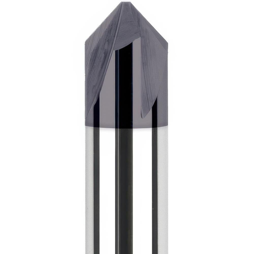 Harvey Tool Chamfer Mill: 1/4" Dia, 1/4" Shank Dia, 82 deg, 4 Flute, Solid Carbide, Double End - 842441-C3
