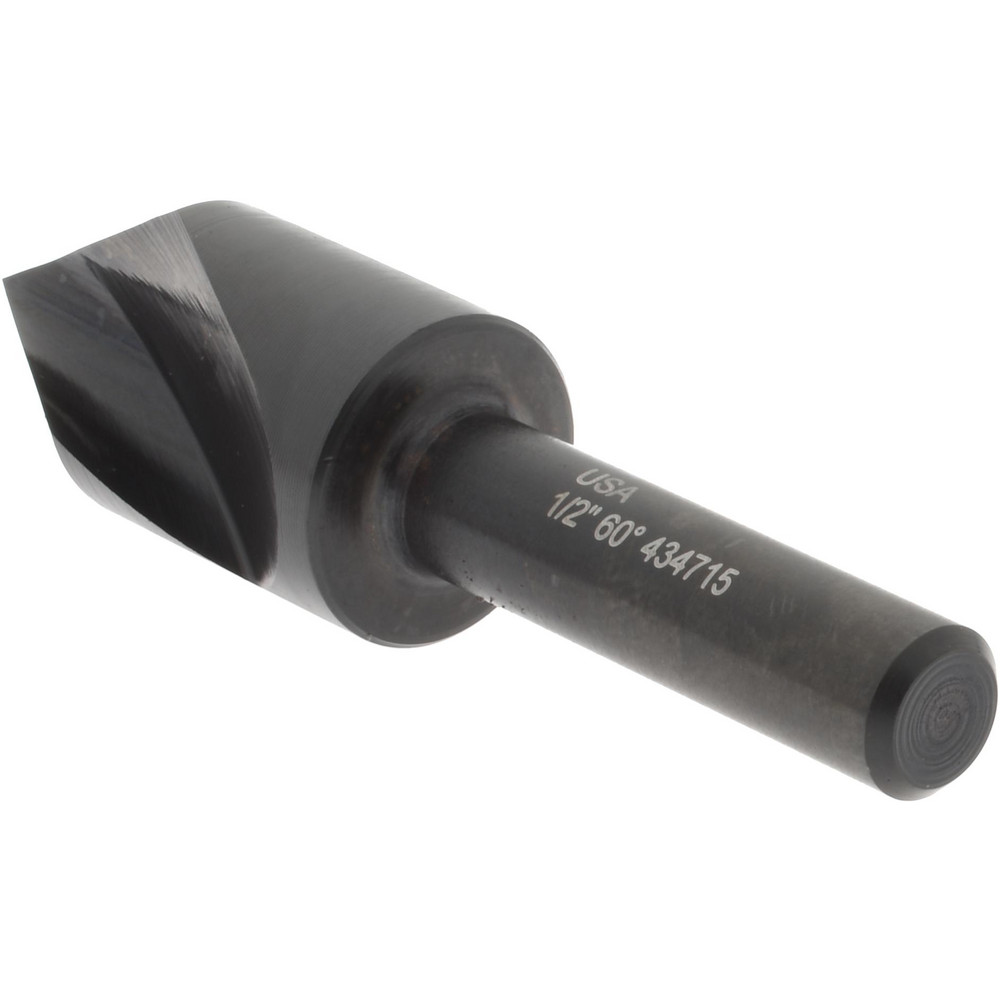 Hertel Countersink: 1/2" Head Dia, 60.00 deg Included Angle, 1 Flute, High-Speed Steel, Right Hand Cut - GX89339592