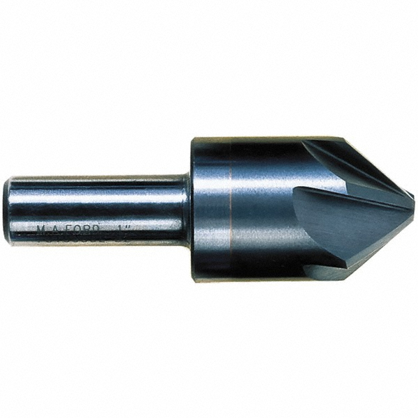 M.A. Ford® Countersink: 3/8" Head Dia, 120.00 deg Included Angle, 6 Flute, Solid Carbide, Right Hand Cut - 78037506TICN