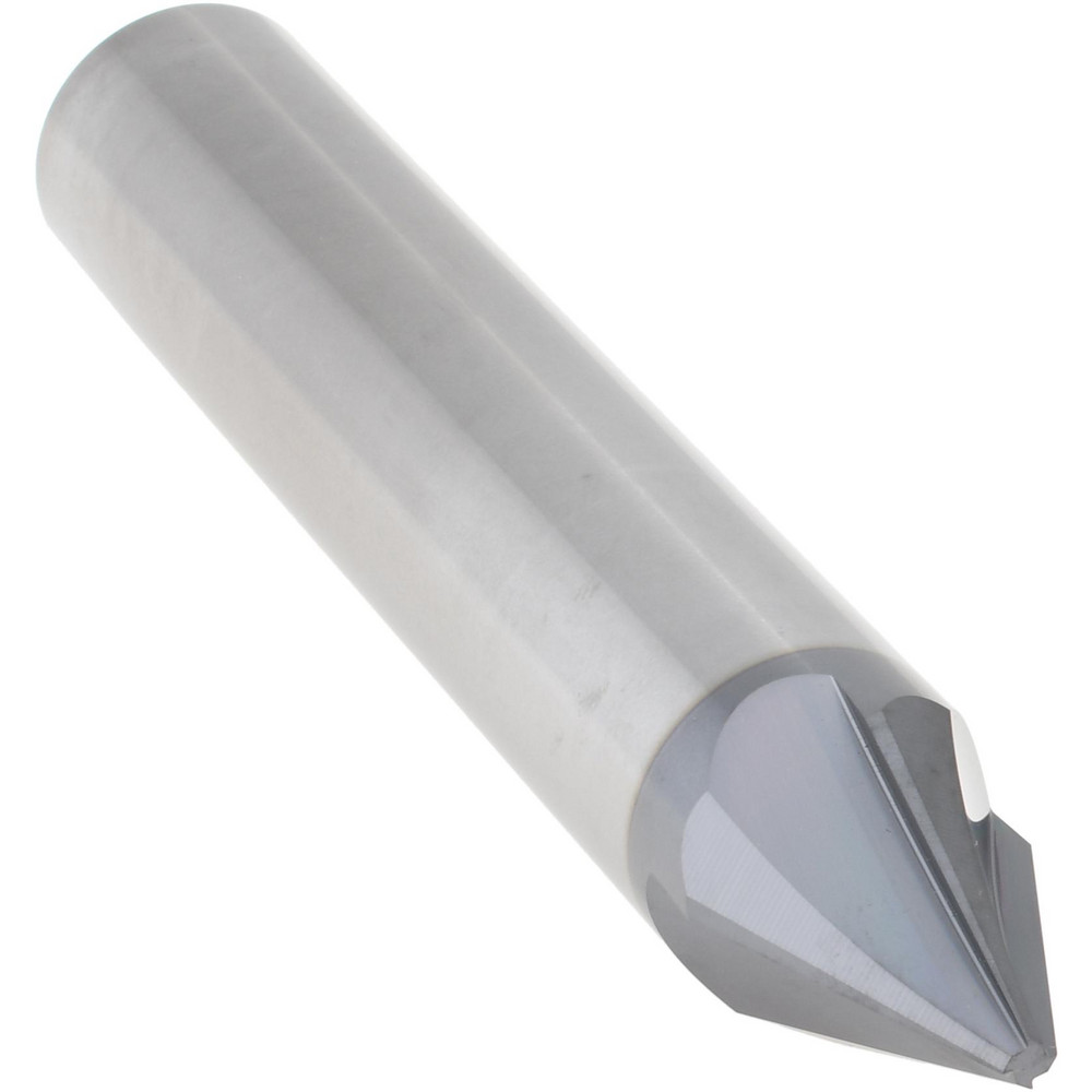 Accupro Chamfer Mill: 1/2" Dia, 1/2" Shank Dia, 45 deg, 4 Flute, Solid Carbide, Single End - EM99943867