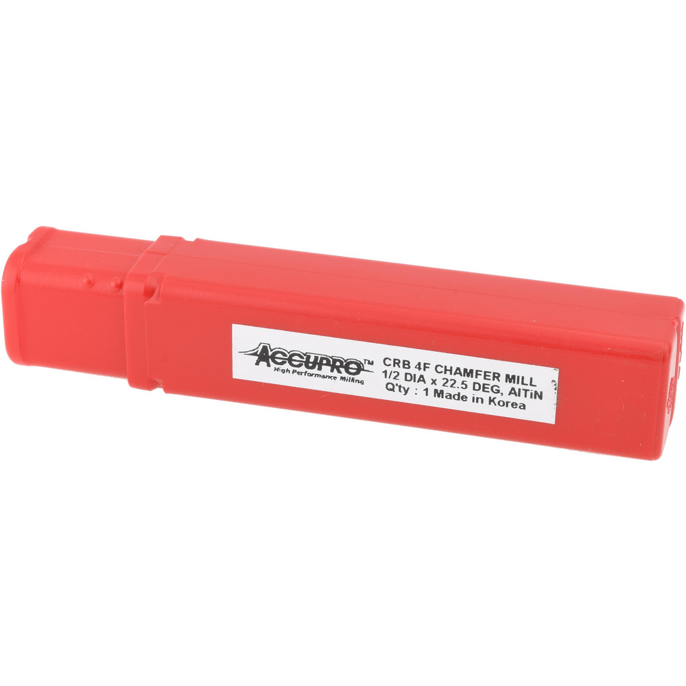 Accupro Chamfer Mill: 1/2" Dia, 1/2" Shank Dia, 45 deg, 4 Flute, Solid Carbide, Single End - EM99943867