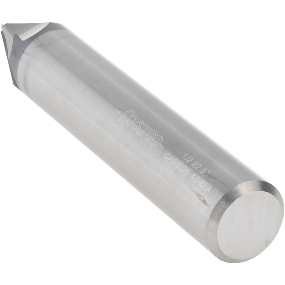 Accupro Chamfer Mill: 1/2" Dia, 1/2" Shank Dia, 45 deg, 4 Flute, Solid Carbide, Single End - EM99943867