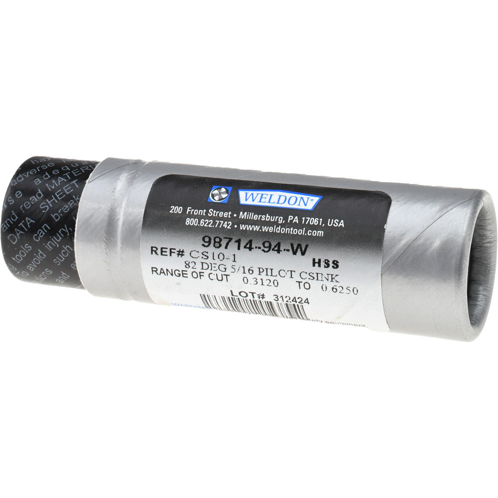 Weldon Countersink: 41/64" Head Dia, 82.00 deg Included Angle, 0 Flute, High-Speed Steel, Right Hand Cut - 98714-94-W