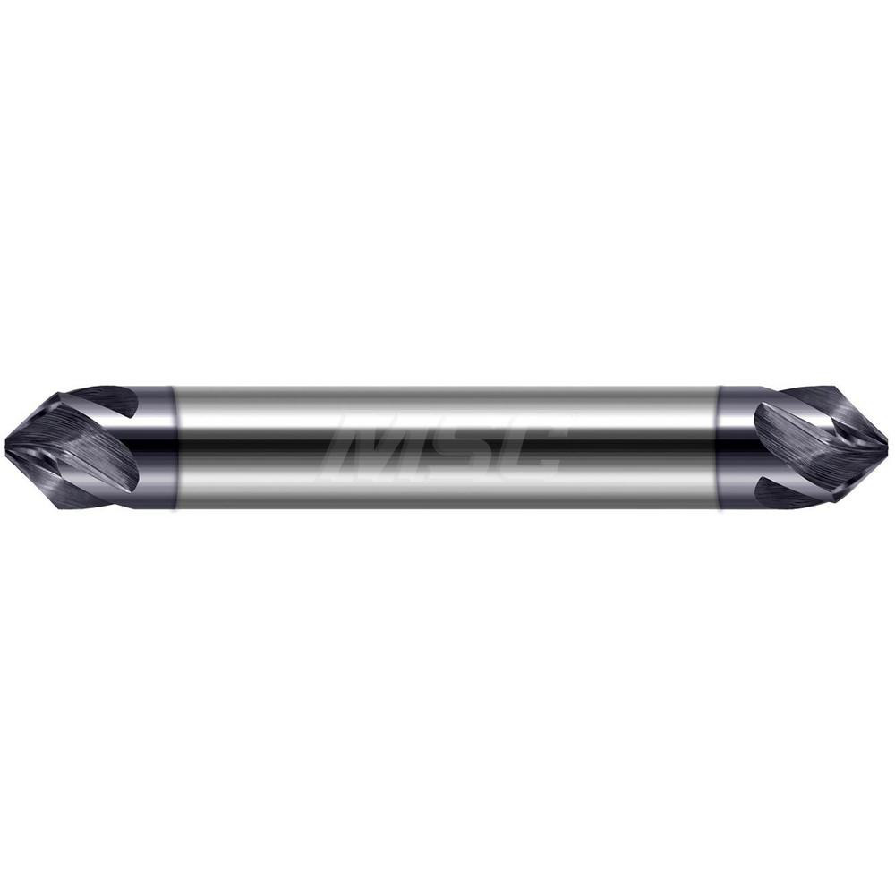 Micro 100 Chamfer Mill: 1/2" Dia, 1/2" Shank Dia, 90 deg, 6 Flute, Solid Carbide, Double End - CS-500-090X