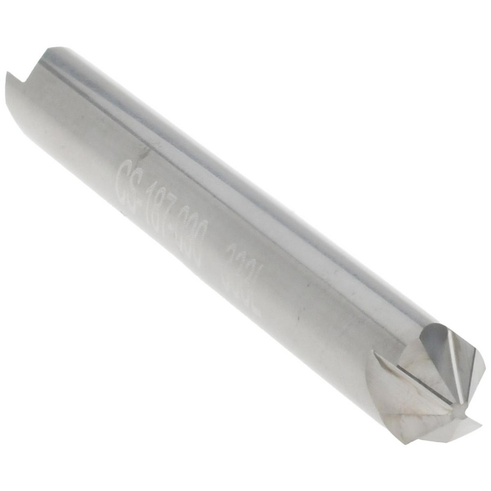Micro 100 Chamfer Mill: 3/16" Dia, 3/16" Shank Dia, 90 deg, 4 Flute, Solid Carbide, Double End - CS-187-090