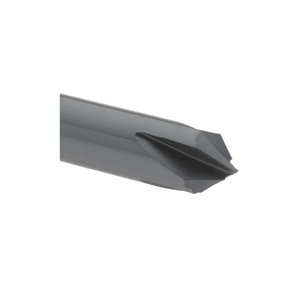 Made in USA Chamfer Mill: 1/4" Dia, 1/4" Shank Dia, 90 deg, 4 Flute, Solid Carbide, Double End - 64-1415-C