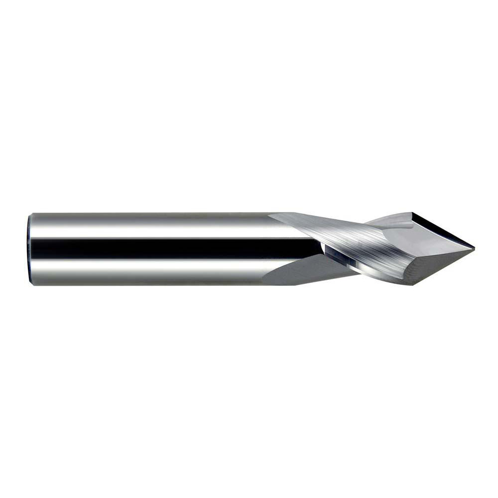 Helical Solutions Chamfer Mill: 3/8" Dia, 3/8" Shank Dia, 90 deg, 5 Flute, Solid Carbide, Single End - 81838