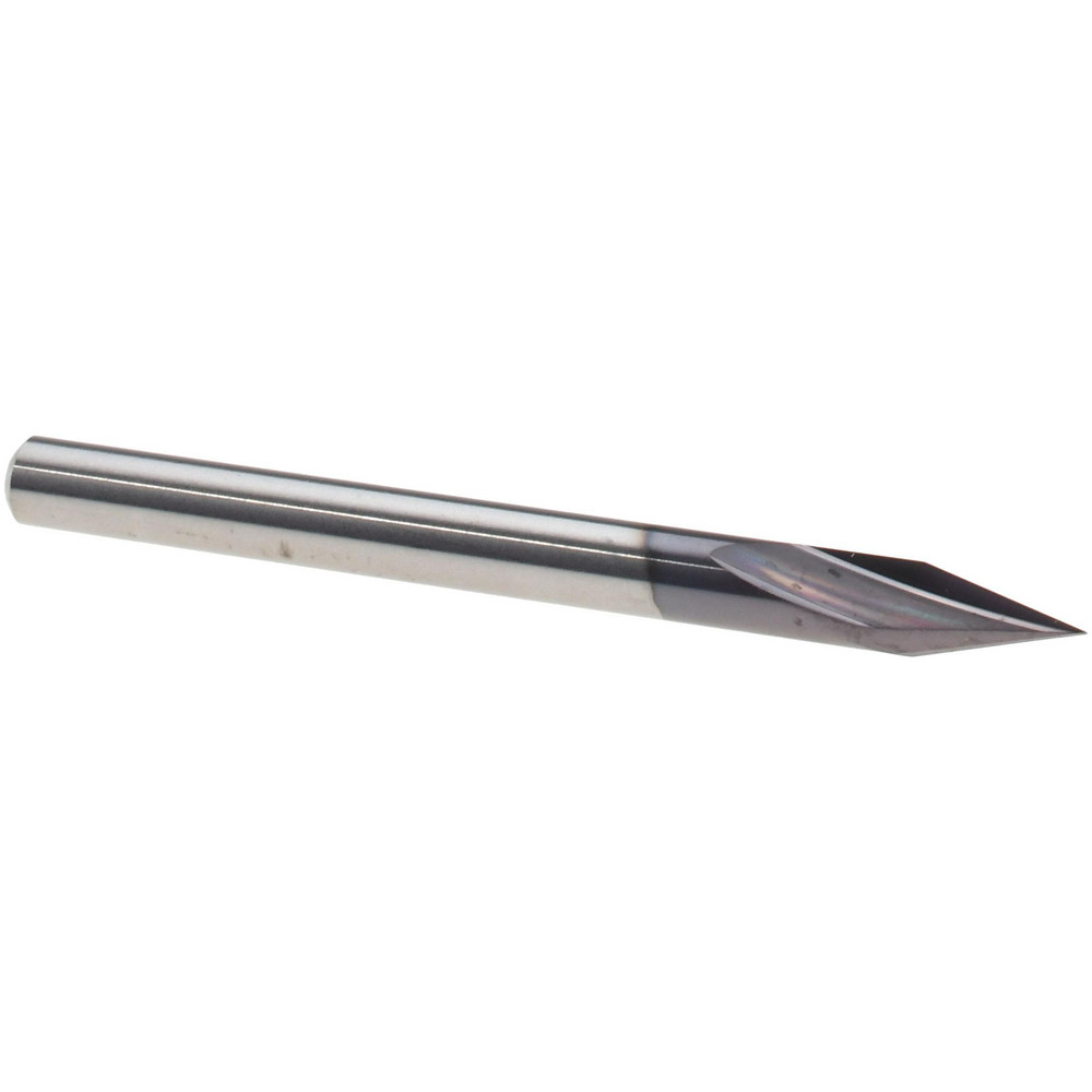 Harvey Tool Chamfer Mill: 1/4" Dia, 1/4" Shank Dia, 30 deg, 3 Flute, Solid Carbide, Double End - 891015-C3